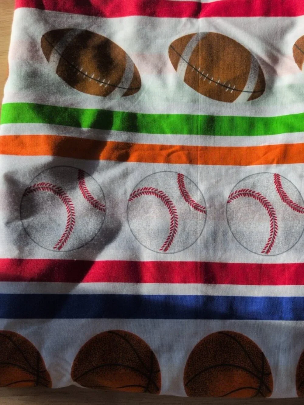 Vintage Sports Twin Sheet Set Football Baseball Basketball Soccer Cotton Blend
